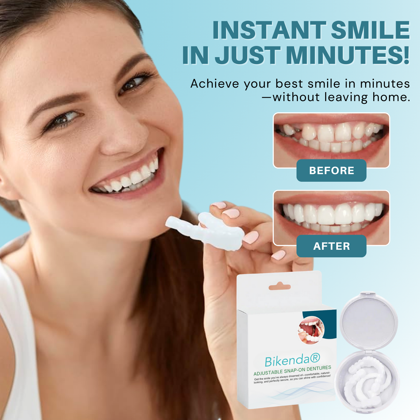 Bikenda® Adjustable Snap-On Dentures