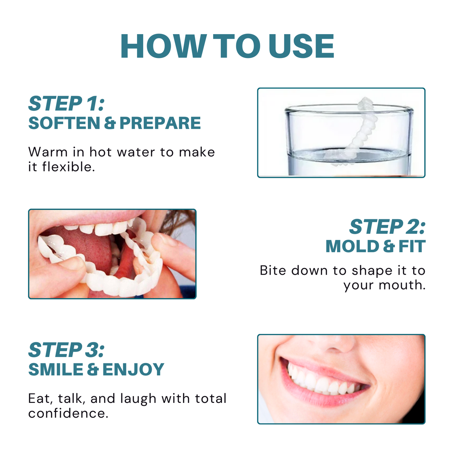 Bikenda® Adjustable Snap-On Dentures