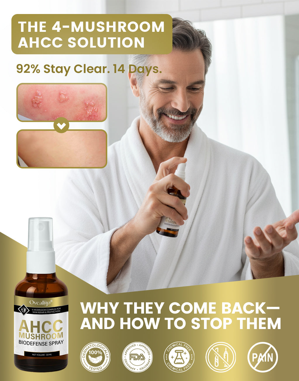 Oveallgo® AHCC Mushroom HPV Genital Warts Eraser Spray PRO