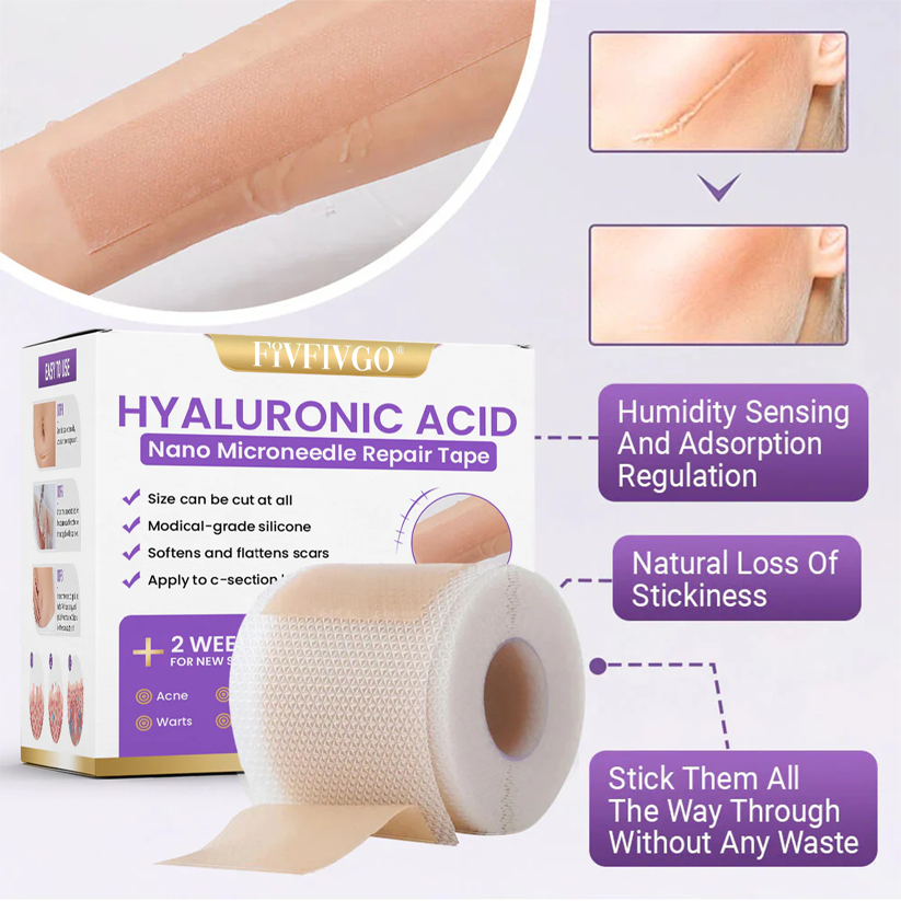 Fivfivgo® Hyaluronic Acid Nano Microneedle Repair Tape (Treatment of old and new scars, reduction of surgical scars, stretch marks, keloids, acne, burns, warts, dermatomes and varicose veins)