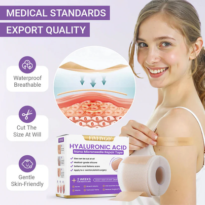 Fivfivgo® Hyaluronic Acid Nano Microneedle Repair Tape (Treatment of old and new scars, reduction of surgical scars, stretch marks, keloids, acne, burns, warts, dermatomes and varicose veins)