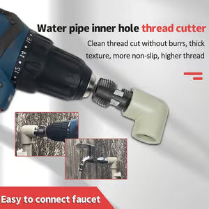 Electric Drill Compatible PVC Pipe Threader Kit with Various Die Sizes