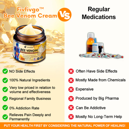 Fivfivgo™ Bee Venom Instant Ultra Strength Pain Relief Therapy Cream (Provides pain eliminate for Arthritis, Muscle, Back Pain, Knees, Back, Shoulders, Hips, Wrists, Hands)