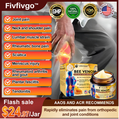 Fivfivgo™ Bee Venom Instant Ultra Strength Pain Relief Therapy Cream (Provides pain eliminate for Arthritis, Muscle, Back Pain, Knees, Back, Shoulders, Hips, Wrists, Hands)