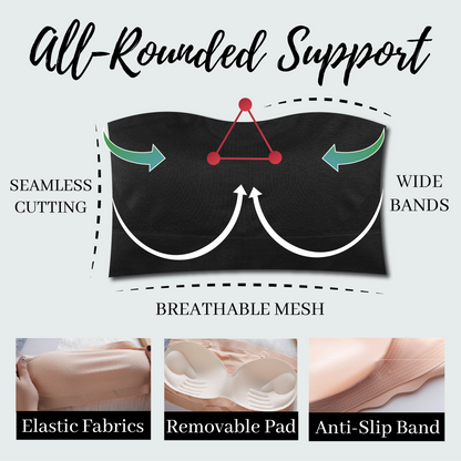 Fivfivgo™ Seamfree Full Supportive Rib Bandeau Strapless Bra